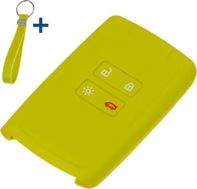 Produktbild von Auto Schlüssel Silikon Schutz Hülle + Schlüsselband Apfelgrün kompatibel mit Renault Megane Kadjar Clio Captur 4 Tasten KEYLESS SMARTKEY