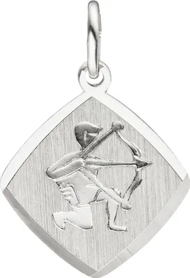 Produktbild von Anhänger Sternzeichen Schütze der aus 925 Silber Rhombus teilmattiert rhodiniert