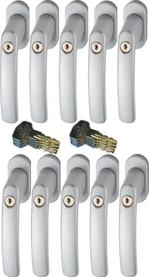 Produktbild von ABUS FG200 S SB abschließbarer Fenstergriff, silber im Set 10 Stück