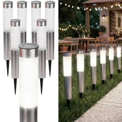 Produktbild von LUMILED Solarlampen für Außen 6 Stück Edelstahl LED Solarleuchten Garten Außenleuchte Wetterfest IP44 Neutralweiß Solar Wegeleuchte Gartenleuchte Auto Ein/Aus für Terrasse Rasen Garten Wege Patio 6er Set Gartenbeleuchtung