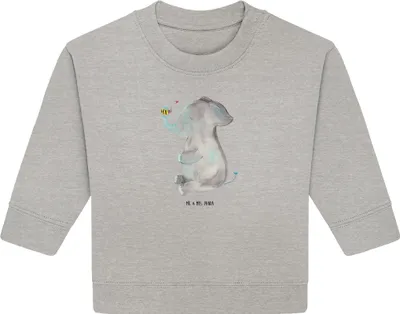 Produktbild von Mr. & Mrs. Panda Organic Baby Pullover Elefant Biene 24. - 36. Monat - Heather Grey - Geschenk, Hochzeitsgeschenk, Heiratsantrag, Bullover, Lustige Sprüche, Liebe