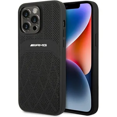 Obrázok produktu pre Kožené puzdro Amg so zakrivenými líniami Magsafe pre Iphone 14 Pro Max - čierne
