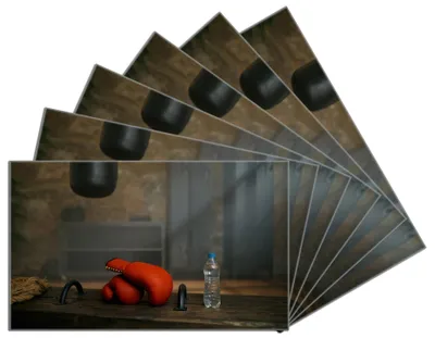 Produktbild von Wallario Frühstücksbrettchen 6er Set aus Glas, je 14 x 23 cm, mit rutschfesten Füßen, Motiv Pause im Boxstudio