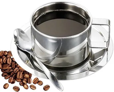 Immagine prodotto di Set da 12 tazze da caffè in acciaio inossidabile a doppia parete, capacità 200 ml – isolanti, senza BPA, con sottotazza inclusa