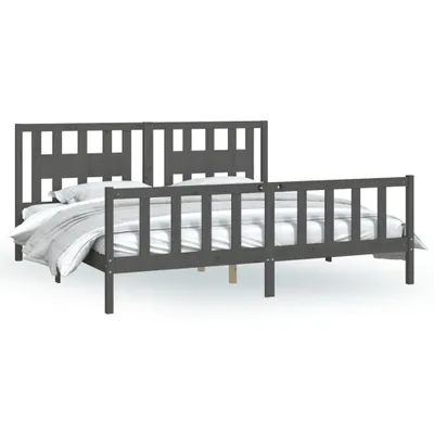 Image de Cadre de lit sans matelas bois massif de pin gris 200x200 cm