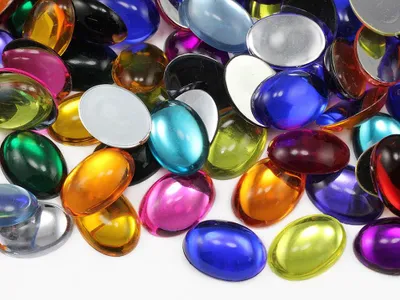 Ovale Acryl-Cabochons 14x10mm, bunt, 125 Stück