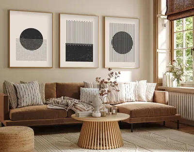 Obrázek produktu pro Wallity, elegantní dekorativní nástěnný obraz (3 díly), 50 x 70 cm | 100 % MDF (3 mm) s rámem z masivního dřeva (2,5 cm) | Ideální pro moderní interiéry a stylové doplňky.