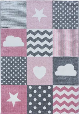 Productafbeelding van Kinderkleed met hart- en sterrenmotief, roze, rechthoekig, 160 x 230 cm