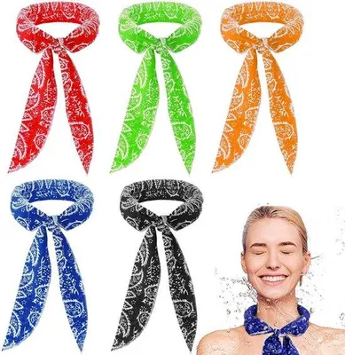 Obrázek produktu pro Chladicí šály – 5 kusů – chladicí šály pro domácí mazlíčky – 5x100 cm – savé šály – šátky – chladicí pásky – chladicí obojky pro horkého počasí a sport – okamžité ochlazení – chladicí ručník – chladicí ručník – ledový ručník – chladicí ručník – šály pro dámy a pány – letní