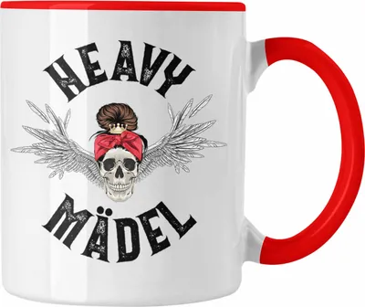 Produktbild von Trendation - Heavy Metal Mädel Geschenk Frauen Tasse Death Metal Becher Metalfal Rocker Biker Geschenkidee (Rot)