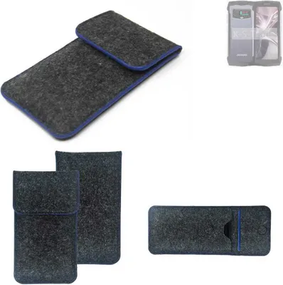 Produktbild von K-S-Trade Handy-Hülle Schutz-Hülle kompatibel mit Doogee Smini Filztasche Pouch Tasche Case Sleeve Filzhülle dunkelgrau, blauer Rand