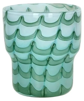 Produktbild von Pomax Waves Vase aus Glas, Aqua, Ø 17,5 x H 19,5 cm