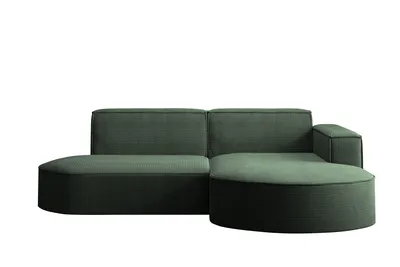 Produktbild von Kaiser Möbel Ecksofa mit runden Abschlüssen aus Cordstoff – MODENA STUDIO, modernes Sofa, Dunkelgrün Rechts