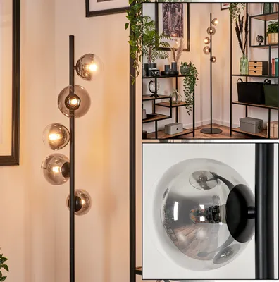 Produktbild von Garaguso Stehlampe aus Metall/Glas in Schwarz/Rauchfarben/Klar