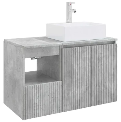 Immagine prodotto di vidaXL Set di mobili da bagno, 2 pezzi, grigio cemento, materiale composito di legno