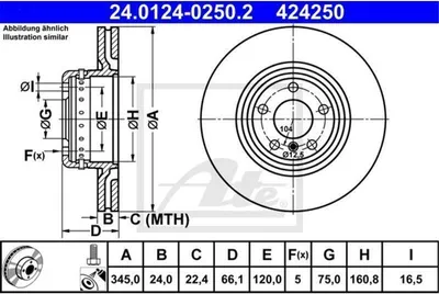 Immagine prodotto di 2x Disco freno ATE 24.0124-0250.2 per BMW 1 Hatchback (F20) 3 Touring (F31)