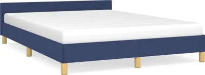 Produktbild von vidaXL Bettgestell mit Kopfteil ohne Matratze Blau 140x200 cm Stoff