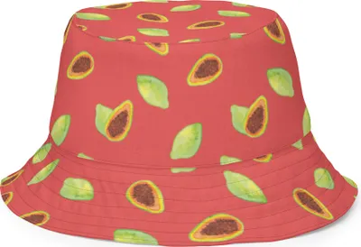Produktbild von Mr. & Mrs. Panda Sonnenhut Obst Papaya Größe S/M - Rot - Geschenk, Sonnenmütze, Papayas, Papapya Muster, Bucket Hat, Anglerhut, Fischerhut, Schlapphut