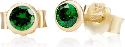 Produktbild von Paar 4,0mm 333 Gelb Gold 8 Karat Ohrstecker Zirkon Smaragd Butterfly Verschluss
