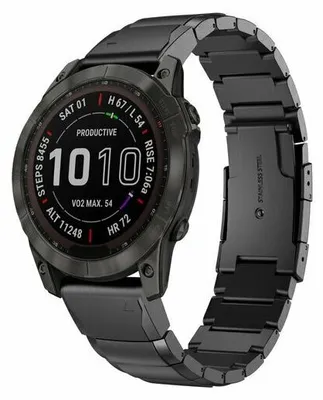 Produktbild von By Qubix Edelstahl-Gliederarmband - Schwarz - passend für Garmin Fenix 9 / 9 pro - 43 mm
