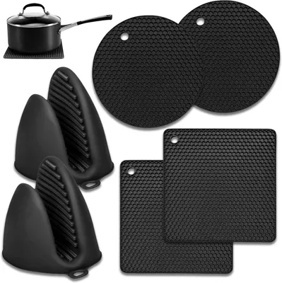 Immagine prodotto di Guanti da forno in silicone, confezione da 7 pezzi, resistenti al calore fino a 240 gradi, ideali per la cucina e per il barbecue