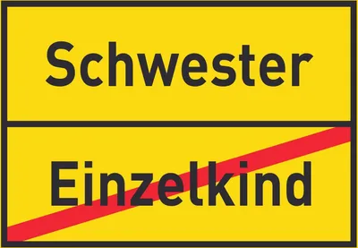 Produktbild von Schwester Einzelkind Schild Ortsschild A4 Rückseite selbstklebend
