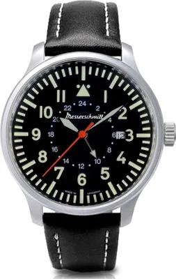 Immagine prodotto di Orologio Messerschmitt da uomo ME-3H84GMT, quarzo, quadrante nero, cinturino in pelle