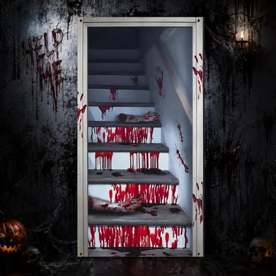 Halloween Deurbanner 180x90 cm, Polyester, Mehrfarbig
