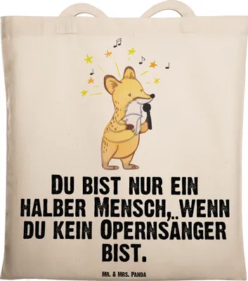 Produktbild von Mr. & Mrs. Panda Tote Bag Opernsänger Herz - Transparent - Geschenk, Tasche, Shopping, Uni, Beutel, Jutebeutel