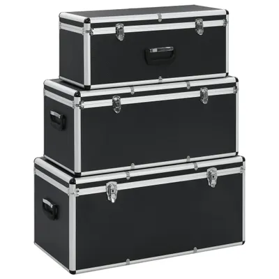 Zdjęcie produktu dla Walizka do przechowywania Living Store 3 szt. czarne aluminium