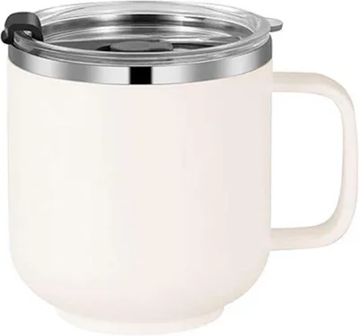 Obrázok produktu pre Nerezový termohrnček, nepretekajúci, na cesty, ekologický, biely, 420 ml
