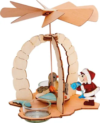 Produktbild von Bastelset 1-stöckige Pyramide mit Pinguinen (18cm) von Drechslerei Kuhnert
