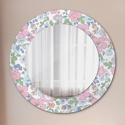 Produktbild von Spiegel - Mirror zum Wandspiegel Schlafzimmer – Schminkspiegel- sanft Blumen- Ø60cm