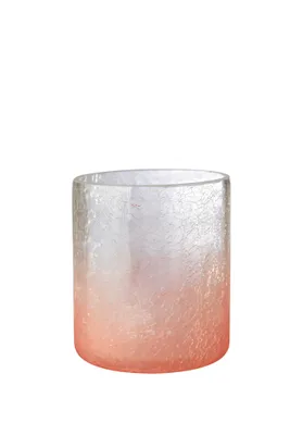 Produktbild von Teelichthalter aus Crush Glas groß pink mit Farbverlauf – Windlicht von Sompex
