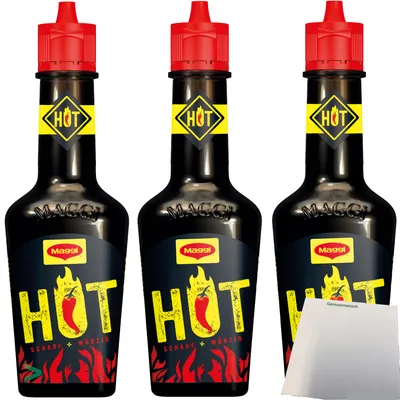 Produktbild von Maggi WÜRZE HOT scharf würzig ideal zu Wraps Chili Frikadellen 3er Pack (3x100ml) usy Block