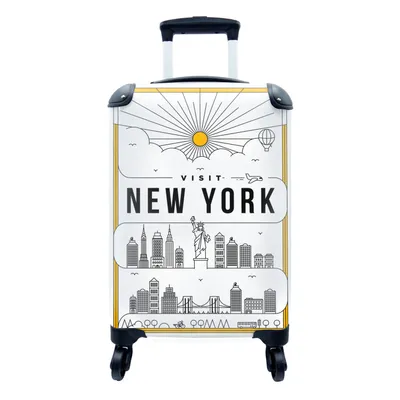 Produktbild von MuchoWow® Koffer Handgepäck Trolley Rollkoffer Kleine Reisekoffer mit 4 Rollen - New York - Skyline - Freiheitsstatue - Cabin Size < 55x40x23 cm & 55x40x20 cm - Fotokoffer - Kabinenkoffer - Boardgepäck - Reise-Box - Reisekoffer - Reisegepäck - Koffer mit Bild - Trolley für Kinder