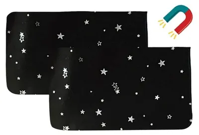 Produktbild von Sonnenschutz Auto Vorhang Magnetisch UV-Schutz Seitenscheibe Schwarz 2 Stück 78x50cm Stern