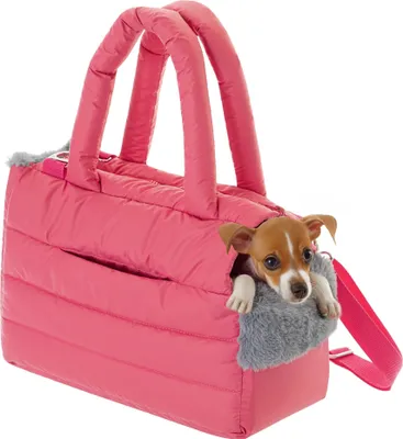 Image de Doggy FLUFFY RIDE Sac de transport Caisse de transport pour chiens Caisse de transport pour chats Sac pour chiens 40x20x30 cm framboise