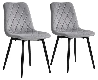 Immagine prodotto di Relaxdays, set di 2 sedie da pranzo, velluto, gambe in metallo, portata massima 120 kg, adatte per soggiorno e cucina, sedia da cucina imbottita, colore grigio