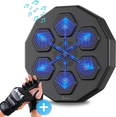 Immagine prodotto di Macchina da boxe con musica e Bluetooth. Include guantoni per bambini. Sacco da boxe, macchina da boxe, montaggio a parete. Colore: nero
