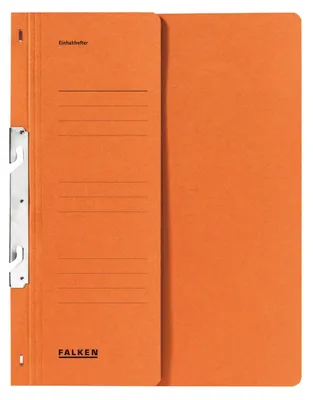 Zdjęcie produktu dla Falken 80000755 Einhakhefter A4 1/2 Vorderdeckel kfm. Heftung, orange, Manilakarton, 250 g/qm