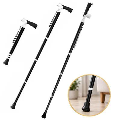 Produktbild von Faltbarer Gehstock Wanderstock mit Teleskopfunktion höhenverstellbar ergonomischer Griff leicht und tragbar