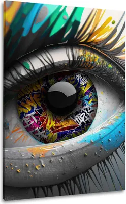 Produktbild von Street Art Auge Graffiti Style Wandbild Leinwandbild Kunstdruck XL Wanddeko: 40x60x2cm