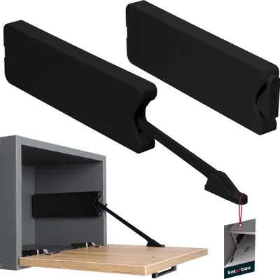 Produktbild von KOTARBAU® Klappenbeschlag Barfach Shwarz 259 mm Konstruktionskunststoff Klappenhalter nach unten Belastbarkeit max. 2,4 kg/Schrankfront Klappenscharnier Küche Bremsklappenhalter Klappenstütze