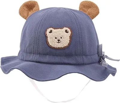 Produktbild von Niedlicher Bärengestickter Baby-Sonnenhut mit verstellbarem Riemen für Jungen und Mädchen, Säuglings-Sommer-Sonnenhut