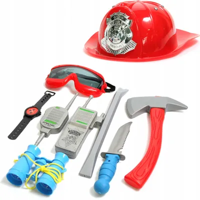 Produktbild von Feuerwehr Spielset für Kinder - Helm Axt & Zubehör - Feuerwehrmann Kostüm Ausrüstung