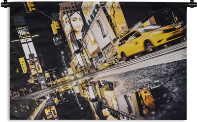 Produktbild von MuchoWow® Wandteppich Wandbehang New York - Gelb - Wasser 60x40 cm Tapisserie Dekoration Wandtuch - Wanddekorationen