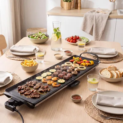 Imagen del producto de Tristar PD-9717, plancha de mesa Slim XL, 2000 W, superficie de cocción de 87 x 22 cm