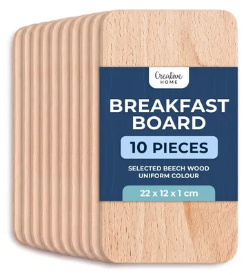 Productafbeelding van Creative Home set van 10 houten ontbijtplankjes, 22 x 12 cm