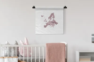 Produktbild von MuchoWow® Wandteppich Wandbehang Karten - Europa - Aquarell - Lila 60x60 cm Tapisserie Dekoration Wandtuch - Dekorationen - Wand Decke